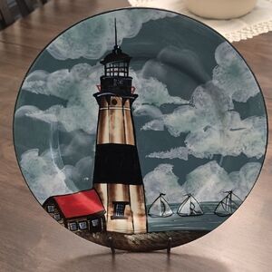 EUC Sakura Nautical Lighthouse By The Sea Plate Wall Decor Decorative Plate